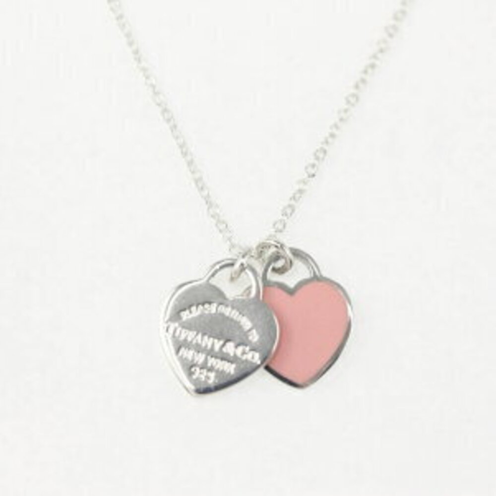 Tiffany Co Return to Tiffany Double Heart Pendant Pink Necklace